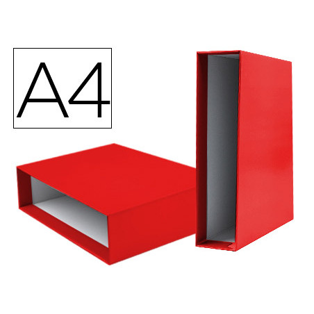 Caja archivador liderpapel de palanca carton din a4 documenta lomo 75mm color rojo