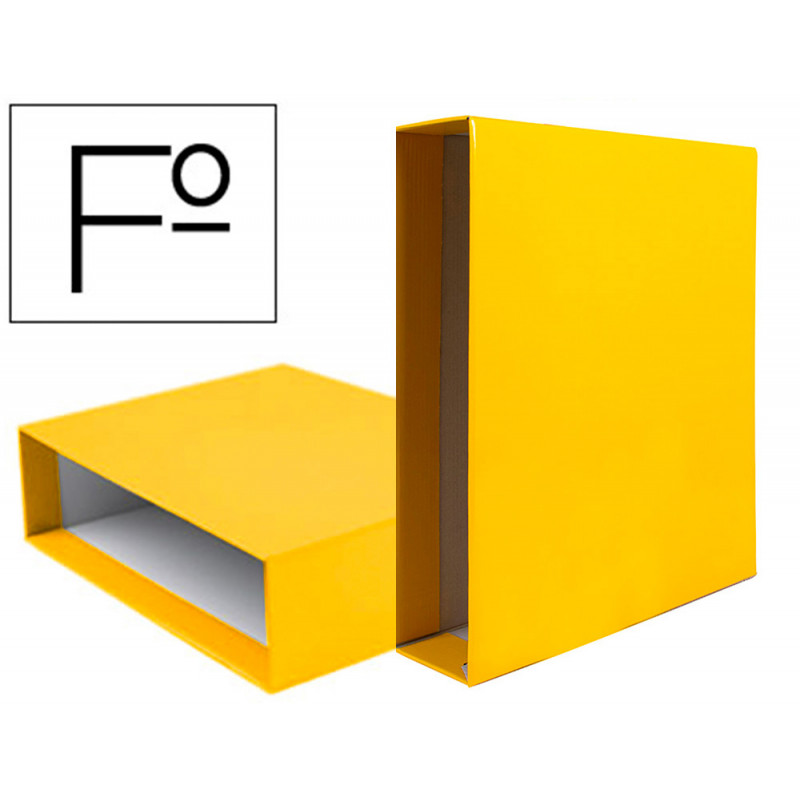 Caja archivador liderpapel de palanca carton din-a4 documenta lomo 75mm  color amarillo