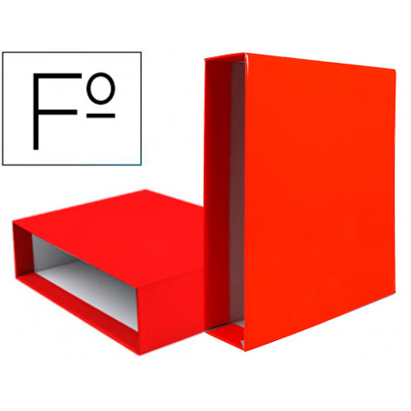 Caja archivador liderpapel de palanca carton folio documenta lomo 82mm color rojo