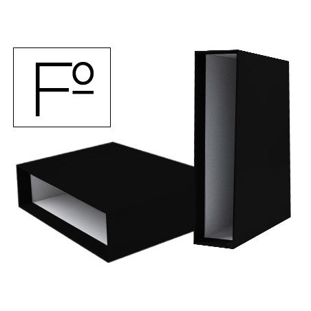 Caja archivador liderpapel de palanca carton folio documenta lomo 75mm color negro