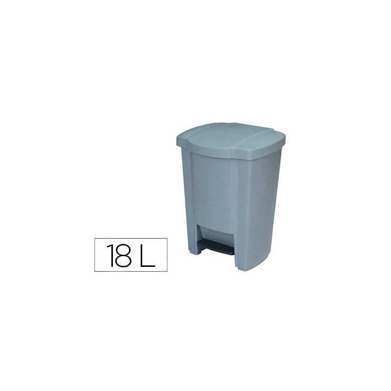 Papelera contenedor q-connect plastico con tapadera y pedal 18l 440x330x290 mm