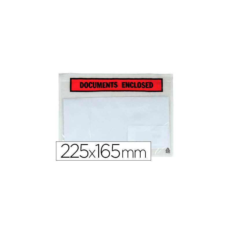 Sobre autoadhesivo q-connect portadocumentos 225x165 mm sin ventana paquete de 100 unidades