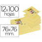 Bloc de notas adhesivas quita y pon post-it super sticky 76x76 mm zigzag con 12 bloc amarillo canario