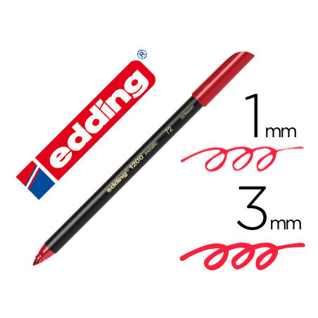 Rotulador edding punta fibra 1200 rojo metalizado n 72 punta redonda 1-3 mm