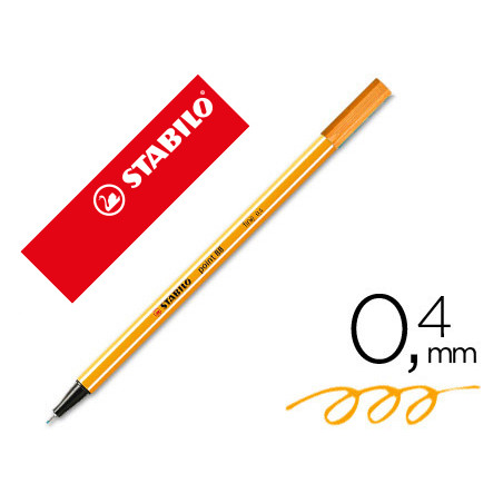 Rotulador stabilo punta de fib ra point 88 naranja neon punta fina 0,4mm