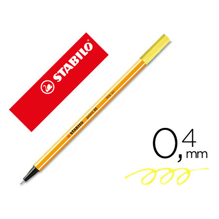 Rotulador stabilo punta de fir ba point 88 amarillo neon punta fina 0,4mm