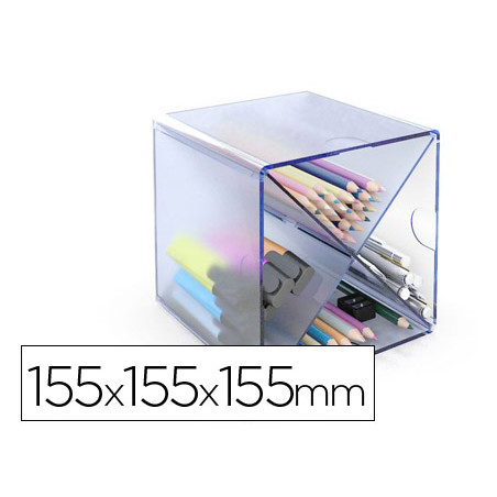 Archicubo archivo 2000 aspa organizador modular plastico azul transparente 150x150x155 mm incluye 2 clips de sujecion