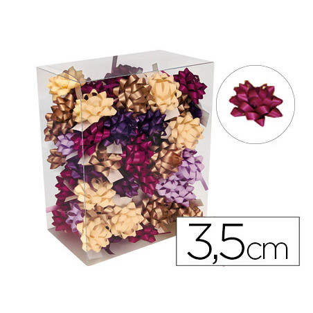 Lazos fantasia adhesivos 3,5 cm diametro colores pasteles caja de 75 unidades