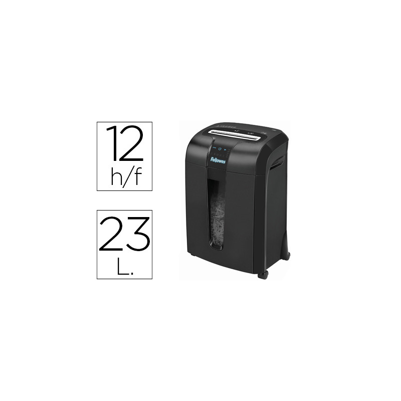 Destructora de documentos fellowes 73 ci capacidad de corte 12 h destruye grapas tarjetas clips y cd 23 litros