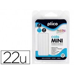 Barra termofusible plico mini translucida 8 mm de diamero x 100 mm de alto blister 22 unidades