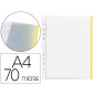 Funda multitaladro q-connect din a4 70 mc pp cristal con borde amarillo bolsa de 10 unidades