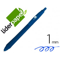 Boligrafo liderpapel gummy touch retractil 1,0 mm tinta azul