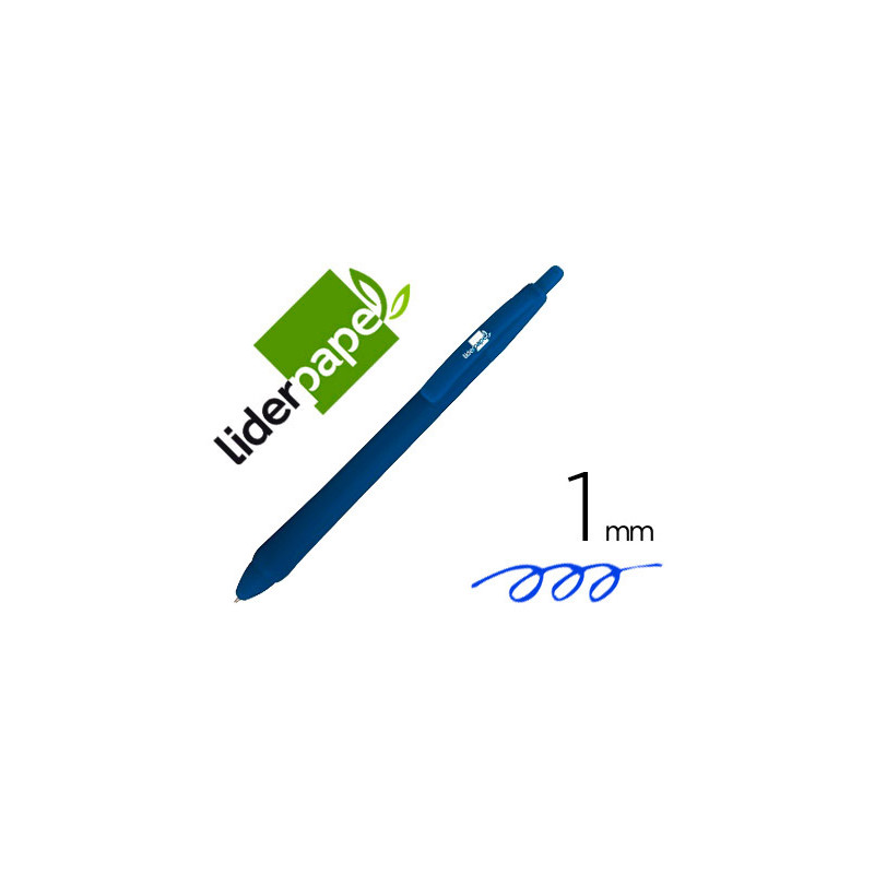 Boligrafo liderpapel soft touch retractil 1 mm tinta azul