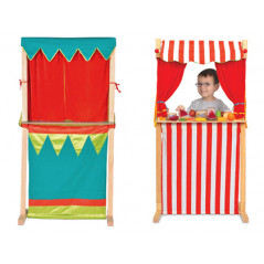 Teatro fiesta crafts marionetas y tienda en madera tela doble cara 100x28x34 cm