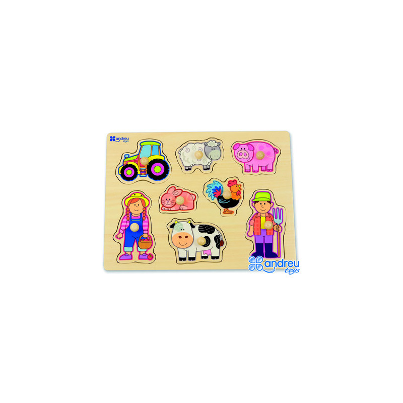 Puzle andreutoys madera granja 8 piezas