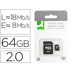 Memoria sd micro q-connect flash 64 gb clase 10 con adaptador
