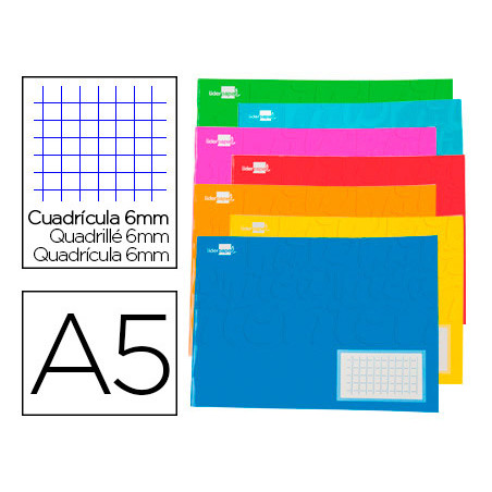 Libreta liderpapel smart a5 apaisado 32 hojas 60g/m2 cuadro 6 mm con margen