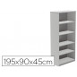 Armario rocada con cuatro estantes serie store 195x90x45 cm acabado gris an02