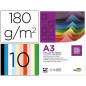 Cartulina liderpapel a3 180g/m2 10 colores surtidos paquete 100 hojas