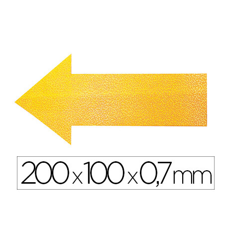 Simbolo adhesivo durable pvc forma de flecha para delimitacion suelo amarillo 200x100x0,7 mm pack de 10