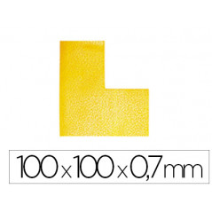 Simbolo adhesivo durable pvc forma de l para delimitacion suelo amarillo 100x100x0,7 mm pack de 10 unidades