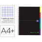 Cuaderno espiral oxford ebook 5 tapa extradura din a4+ 100 h con separadores cuadricula 5 mm black 'n colors verde