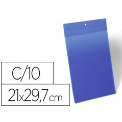 Funda durable magnetica 210x297 mm plastico azul ventana transparente pack de 10 unidades