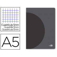 Libreta liderpapel 360 tapa de plastico a5 48 hojas 90g/m2 5mm con doble margen tapa negra