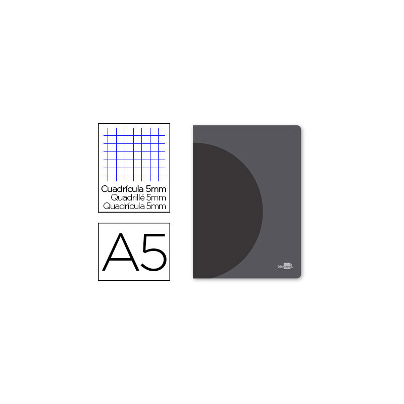 Libreta liderpapel 360 tapa de plastico a5 48 hojas 90gr 5mm con doble margen tapa negra