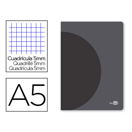 Libreta liderpapel 360 tapa de plastico a5 48 hojas 90g/m2 5mm con doble margen tapa negra