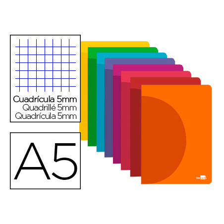 Libreta liderpapel 360 tapa de plastico a5 48 hojas 90g/m2 5mm con doble margen colores surtidos