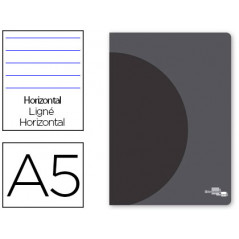 Libreta liderpapel 360 tapa de plastico a5 48 hojas 90g/m2 horizontal con doble margen tapa negra