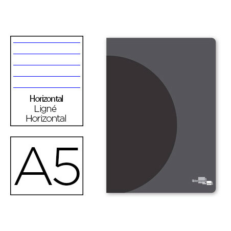 Libreta liderpapel 360 tapa de plastico a5 48 hojas 90g/m2 horizontal con doble margen tapa negra