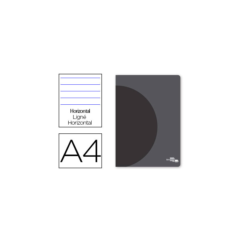 Libreta liderpapel 360 tapa de plastico a4 48 hojas 90gr horizontal con doble margen tapa negra