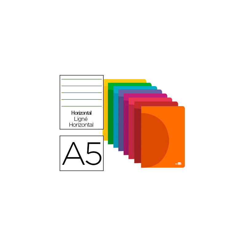Libreta liderpapel 360 tapa de plastico a5 48 hojas 90gr horizontal con doble margen colores surtidos