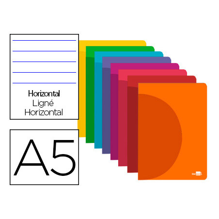 Libreta liderpapel 360 tapa de plastico a5 48 hojas 90g/m2 horizontal con doble margen colores surtidos