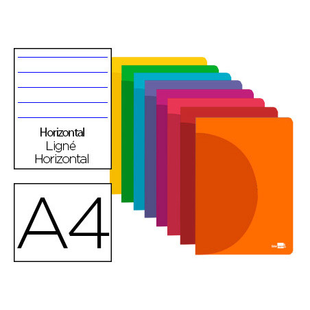 Libreta liderpapel 360 tapa de plastico a4 48 hojas 90g/m2 horizontal con doble margen colores surtidos