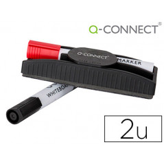 Borrador q-connect magnetico con rotulador rojo y negro para pizarra blanca