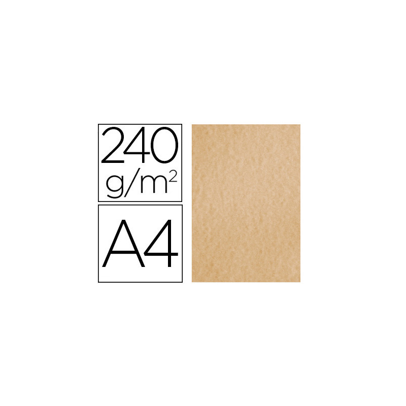 Papel color liderpapel pergamino a4 240g/m2 crema pack de 25 hojas