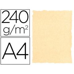 Papel color liderpapel pergamino con bordes a4 240g/m2 crema pack de 10 hojas