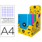 Carpeta con recambio antartik a4 cuadro 5mm forrada 4 anillas 40mm redondas con solapa colores surtidos