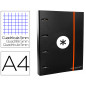 Carpeta con recambio antartik a4 cuadro 5mm forrada 4 anillas 40mm redondas con solapa color negro
