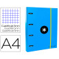 Carpeta con recambio antartik a4 cuadro 5mm forrada 4 anillas 40mm redondas con solapa color azul