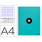 Cuaderno espiral a4 micro antartik tapa forrada 120h 90 gr cuadro 5mm 5 bandas 4 taladros color menta