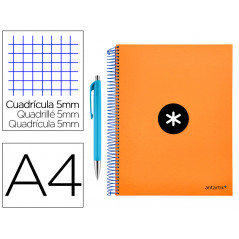 Cuaderno espiral liderpapel a4 micro antartik tapa forrada 120 h 100g cuadro 5 mm color naranja promo caran d ache