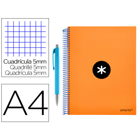 Cuaderno espiral liderpapel a4 micro antartik tapa forrada 120 h 100g cuadro 5 mm color naranja promo caran d ache
