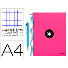 Cuaderno espiral liderpapel a4 micro antartik tapa forrada 120 h 100g cuadro 5 mm color rosa promo caran d ache