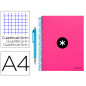 Cuaderno espiral liderpapel a4 micro antartik tapa forrada 120 h 100g cuadro 5 mm color rosa promo caran d ache