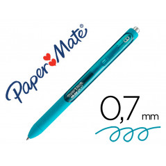 Boligrafo paper mate inkjoy retractil gel pen trazo 0,7 mm verde azulado