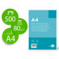 Papel liderpapel a4 80g/m2 liso microperforado en dos partes iguales paquete de 500 hojas fsc